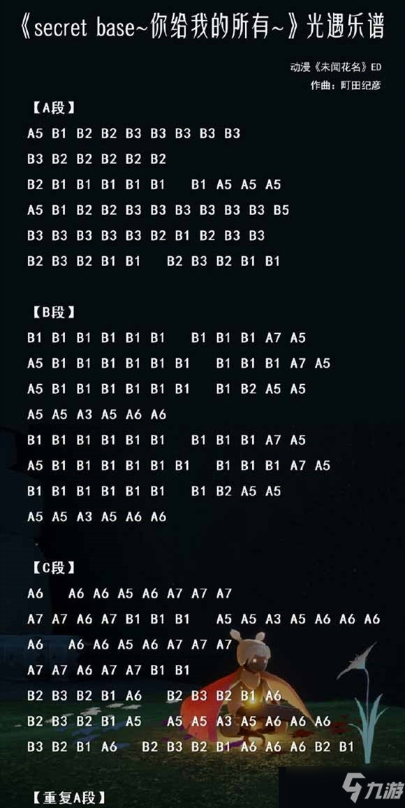 《光遇》Secret Base你給我的所有樂譜分享