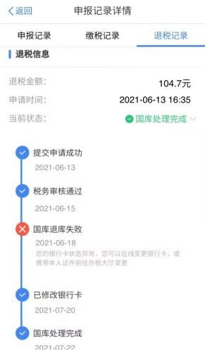 個(gè)人所得稅提示國庫退庫失敗怎么辦