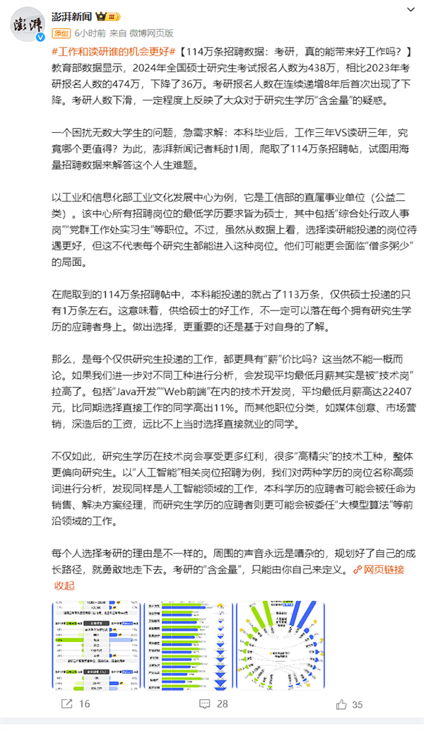 我國(guó)已累計(jì)培養(yǎng)1100多萬研究生:調(diào)查稱讀研平均最低月薪13218元